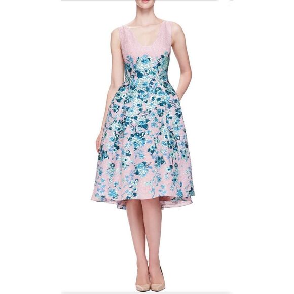 Lela Rose Floral-Jacquard A-Line Dress size 8 - Picture 1 of 13